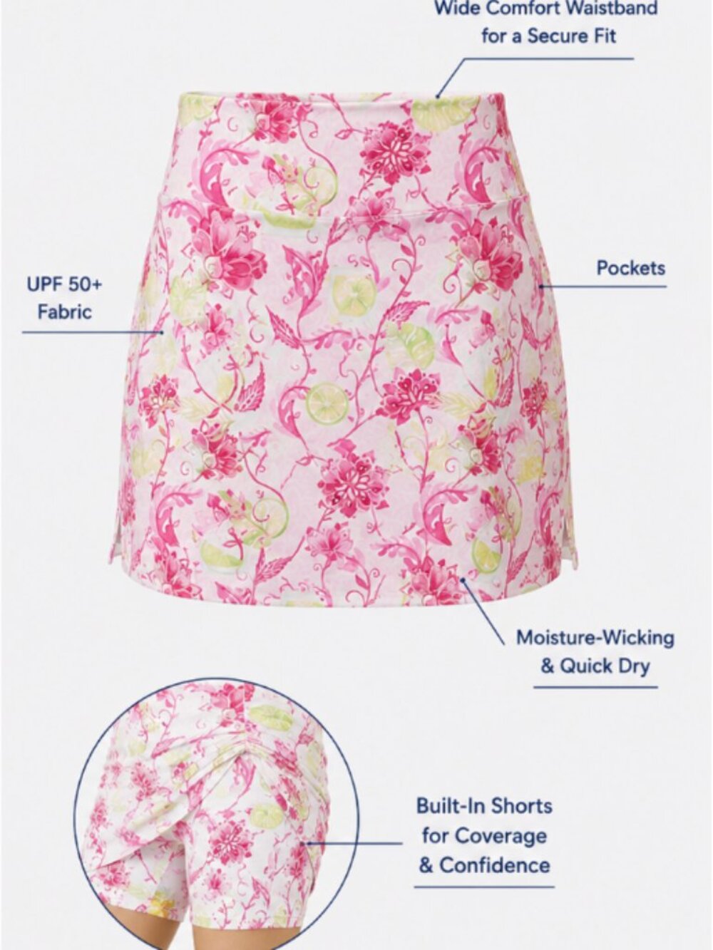 Cabana Life Margarita Cocktail Skort 15" - Picture 2 of 4